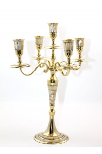 Pirinç Sedefli 5'Li Şamdan