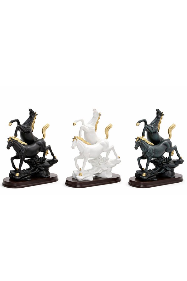 Polyester 2'Li Şahlanmış At Figürü