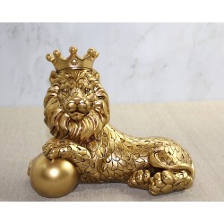 Polyester Dekoratif Taçlı Aslan Figürü Polyester Dekoratif Taçlı Aslan Figürü