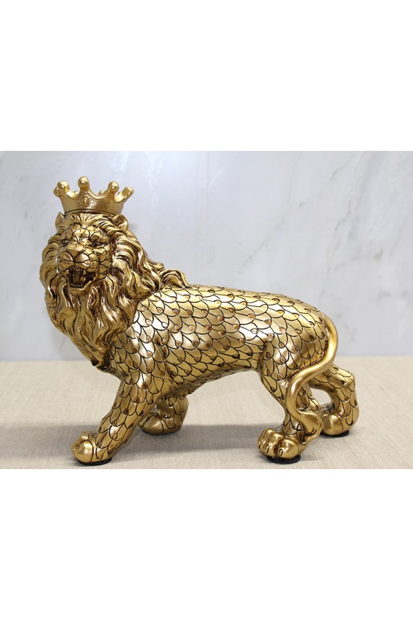 Polyester Dekoratif Taçlı Aslan Figürü