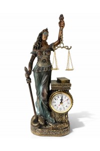 Polyester Saatli Adalet Figürü