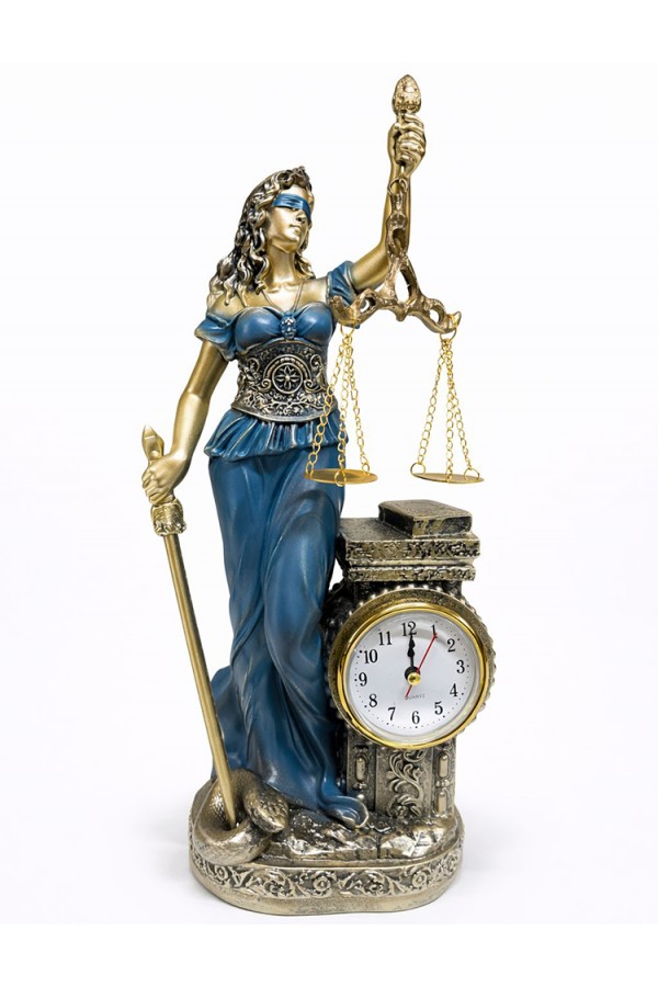 Polyester Saatli Adalet Figürü