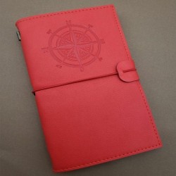 Pusula Tasarımlı Kırmızı Deri Defter Hediyelik Pusula Tasarımlı Kırmızı Deri Defter Hediyelik