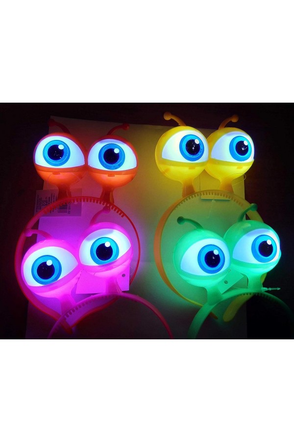 Rengarenk 3 Farklı Fonksiyonda Yanan Led Işıklı Uzaylı Göz Taç 1 Adet 18x12 cm