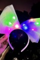 Rengarenk Led Işıklı Fiyonk Şekilli Tül Parti Tacı Beyaz Renk 25x25 cm