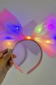 Rengarenk Led Işıklı Fiyonk Şekilli Tül Parti Tacı Pembe Renk 25x25 cm