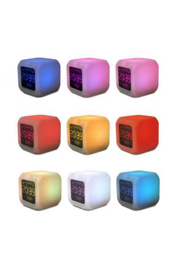 Renk Değiştiren Küp Masa Saati Dekoratif Hediyelik