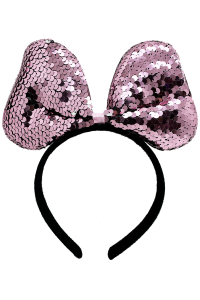 Renk Değiştiren Pullu Payetli Fiyonk Parti Tacı Pembe Gümüş Renk 20x16 cm