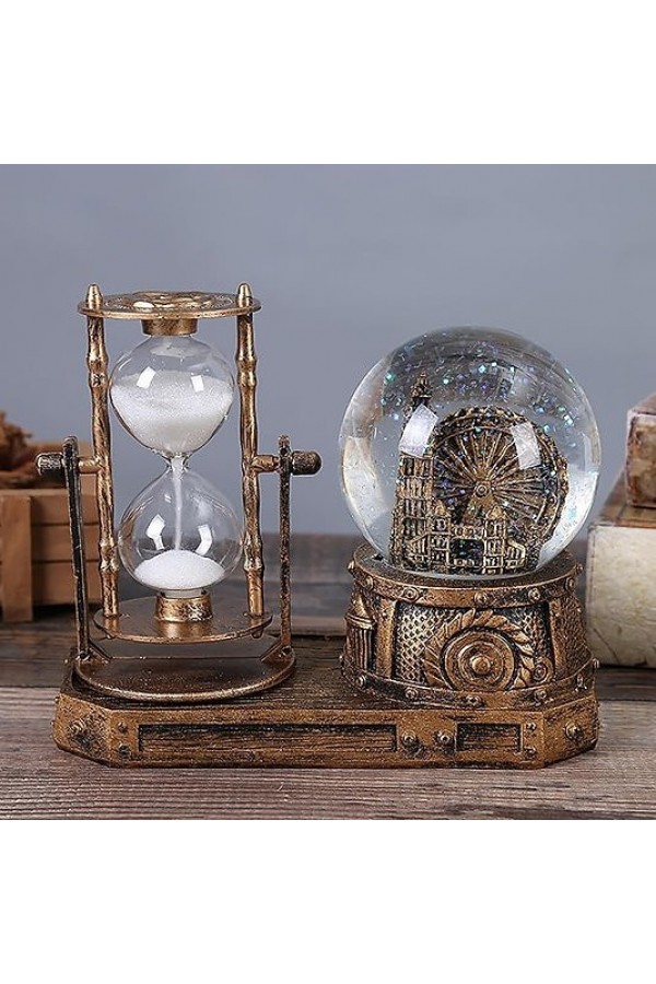 Retro Kum Saati Işıklı Kar Küresi S-33