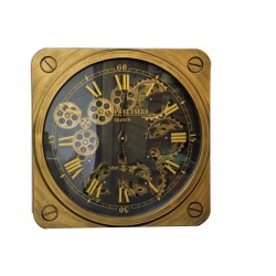 Saat Çarklı Kare Roma Rakamlı Duvar Saati Dekoratif Hediyelik