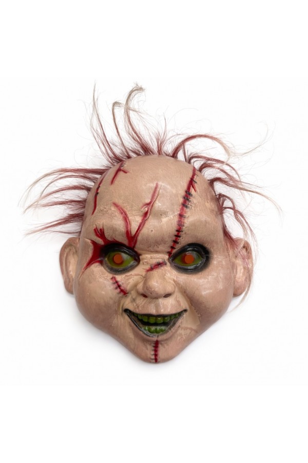 Saçlı Çaki Korku Maskesi – Gerçekçi Dikişli ve Detaylı Maske