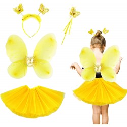 Sarı Kelebek Kostümü Çocuk - Sarı Kelebek Kostüm Aksesuar Seti 4 Parça Sarı Kelebek Kostümü Çocuk - Sarı Kelebek Kostüm Aksesuar Seti 4 Parça