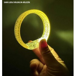 Sarı Led Işıklı Baskı Yapılabilen Pilli Bileklik Bilezik 1,5 cm Genişlik