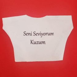Seni Seviyorum Kuzum Yazılı Oyuncak Peluş Tişörtü Seni Seviyorum Kuzum Yazılı Oyuncak Peluş Tişörtü