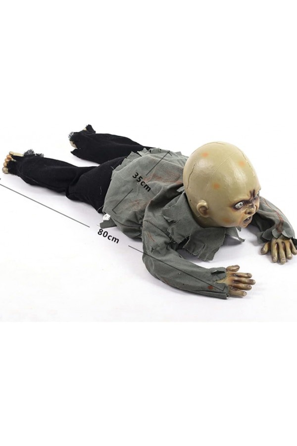 Sesli Işıklı ve Sensörlü Yerde Emekleyen Hareketli Bebek Hayalet Zombi Dekor 30x85 cm