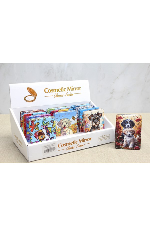 Sevimli Köpek Tasarımıyla Taş İşlemeli İnce El Aynası Dikdörtgen