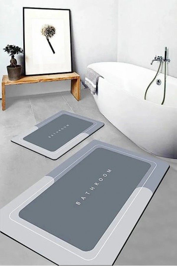 Sihirli Su Emici Banyo Paspası Kaymaz Tabanlı Kare 3,5 Mm 40x60