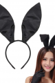Siyah Renk Saten Kaplama Şekil Verilebilir Tavşan Kulak Taç 35x11 cm