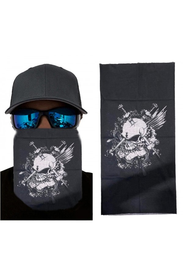 Siyah Renk Üzeri Likralı Beyaz Kafatası Kuru Kafa Baskılı Baf Buff Bandana 25x48 cm Siyah Renk Üzeri Likralı Beyaz Kafatası Kuru Kafa Baskılı Baf Buff Bandana 25x48 cm