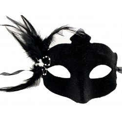 Siyah Renk Yandan Tüylü Süet Kaplama Beyaz İncili Parti Maskesi 18X15 cm Siyah Renk Yandan Tüylü Süet Kaplama Beyaz İncili Parti Maskesi 18X15 cm