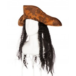 Siyah Saçlı Kaptan Korsan Şapkası Siyah Saçlı Kaptan Korsan Şapkası