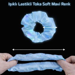 Soft Mavi Renk Led Işıklı Lastikli Saç Tokası