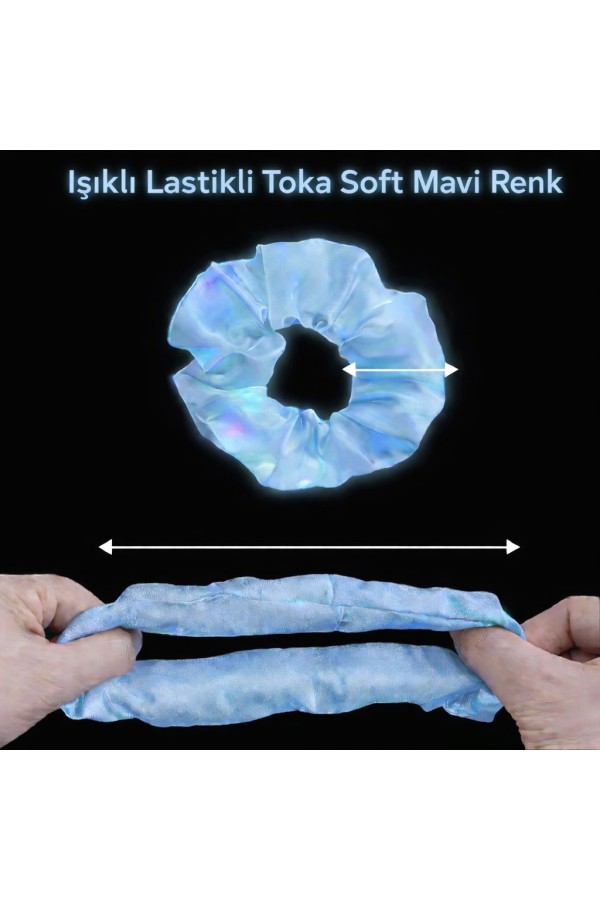 Soft Mavi Renk Led Işıklı Lastikli Saç Tokası