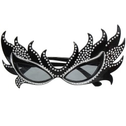 Taşlı Göz Kamaştıran Gecenin Yıldızı Siyah Parti Alev Gözlük