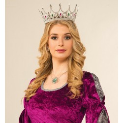 Taşlı Rönesans Kostümlü Kraliyet Ortaçağ Gümüş Kraliçe Prenses Tacı Taşlı Rönesans Kostümlü Kraliyet Ortaçağ Gümüş Kraliçe Prenses Tacı