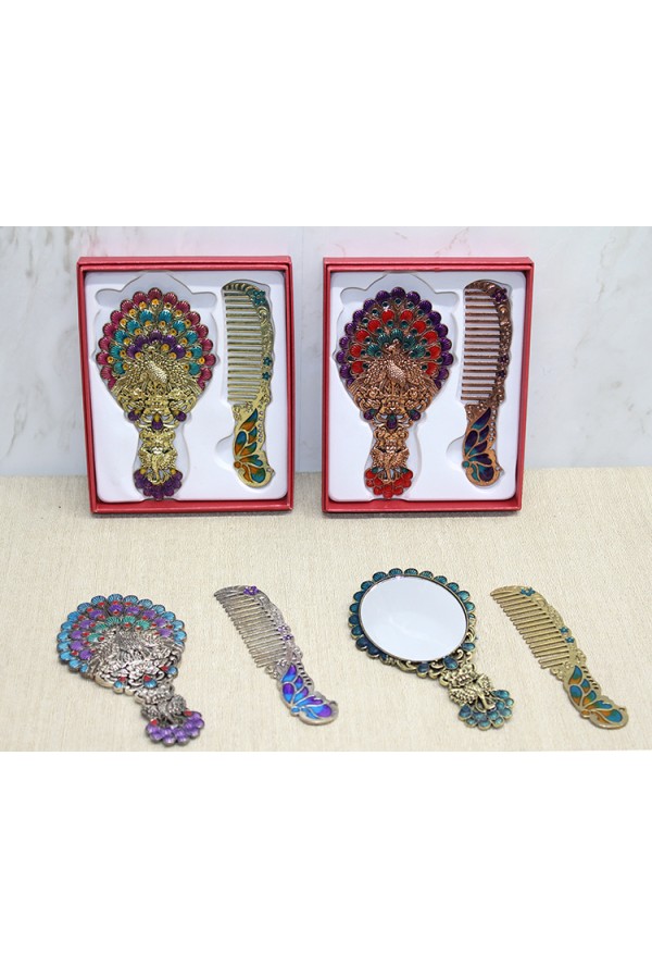 Tavuskuşu Ayna Ve Tarak Seti Küçük Boy