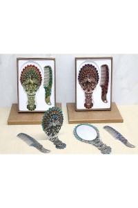 Tavuskuşu Katlanabilir Ayna Ve Tarak Seti Büyük Boy