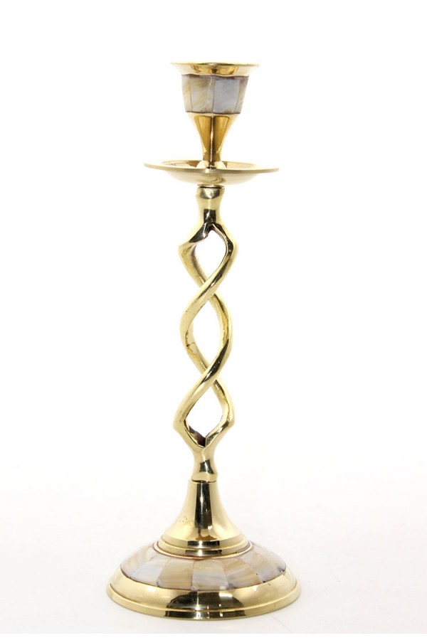 Tekli Pirinç Sedefli Şamdan