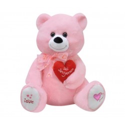 Tıkıl Ayı 57 cm Pembe Kalpli Pelüş Ayı Sevgiliye Hediye