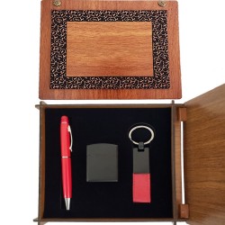Ahşap Kutulu Kırmızı Kalem Anahtarlık ve Çakmak Set Ahşap Kutulu Kırmızı Kalem Anahtarlık ve Çakmak Set