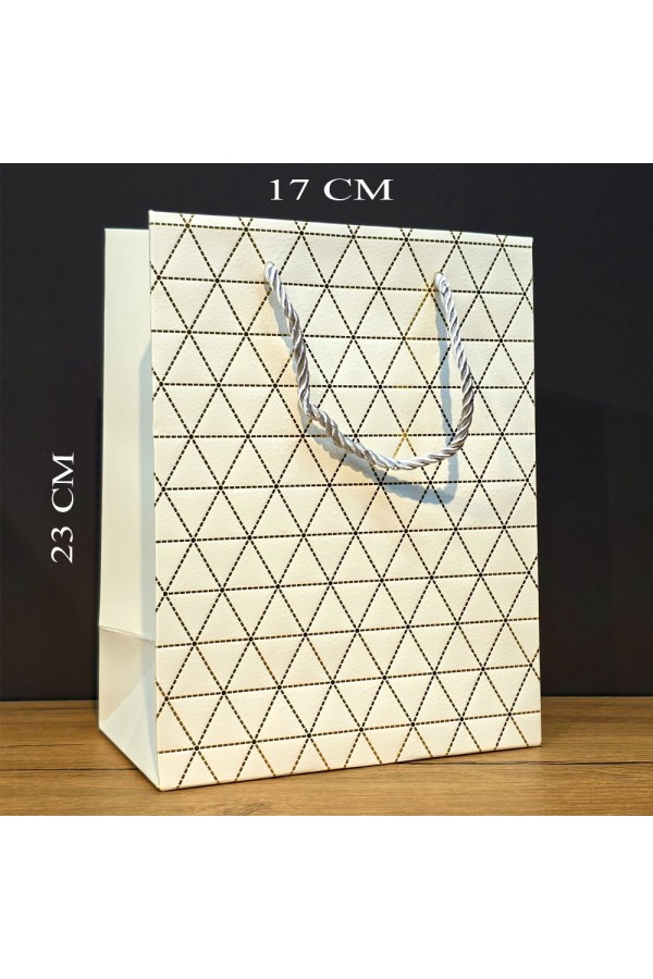 Beyaz Desenli Küçük Boy Hediye Çantası