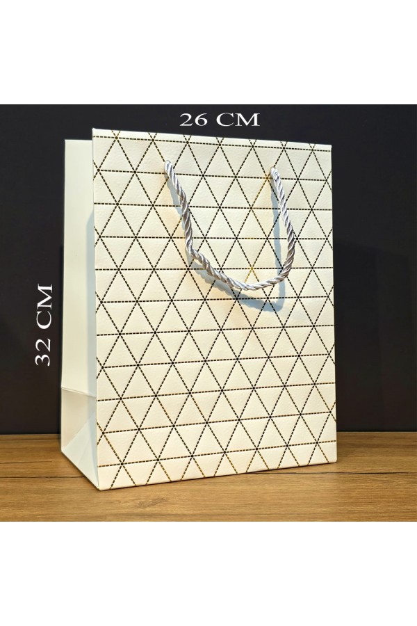 Büyük Boy Beyaz Desenli Hediye Çantası