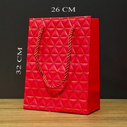 Büyük Boy Kırmızı Gold Desenli Hediye Çantası