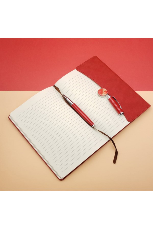 Çizgili Defter Ve Metal Kalem Seti