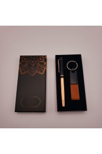 Deri Anahtarlık ve Bakır Roller Kalem Seti