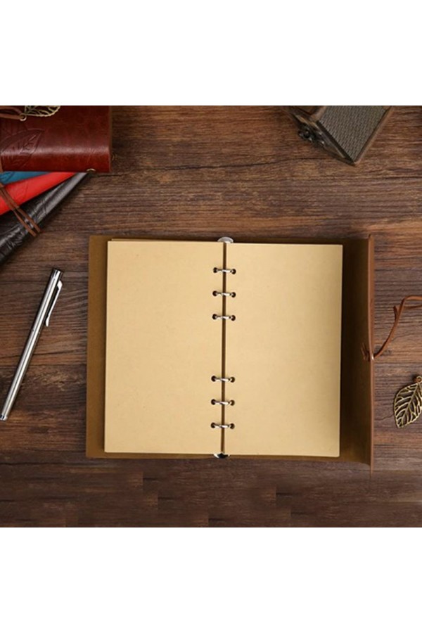 Deri Yaprak Desenli Petrol Mavisi Defter