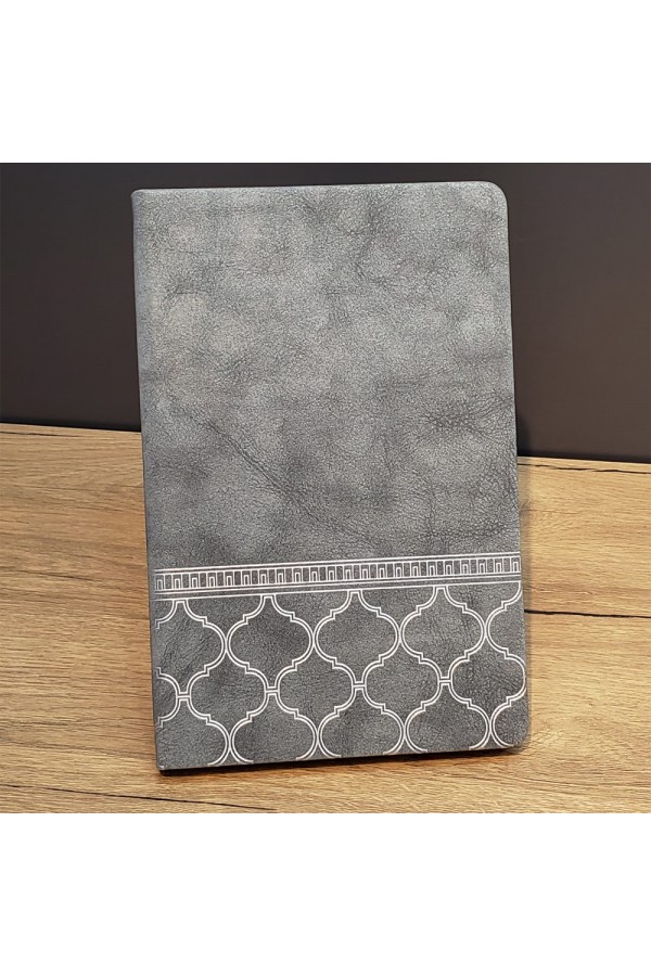 Desenli Gri Deri Defter