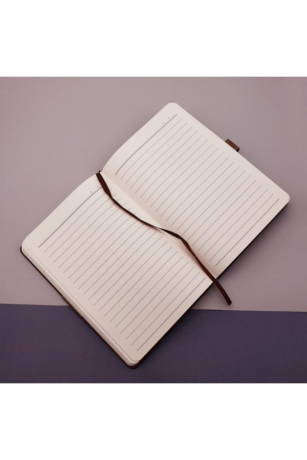 Desenli Siyah Deri Defter Kalem Set