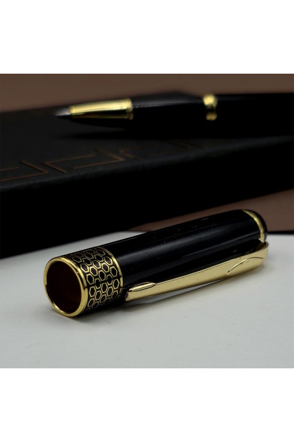 Gold İşlemeli Siyah Metal Roller Kalem