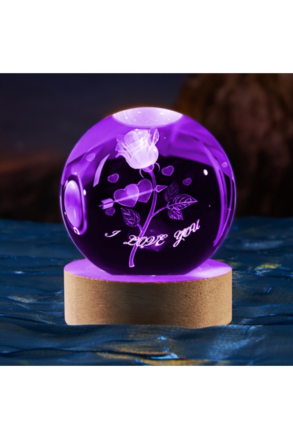 I Love You Tasarım Işıklı Cam Küre Ve Anahtarlık Seti