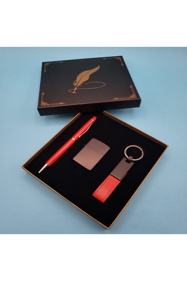 Kırmızı Anahtarlık Çakmak ve Touchpen Kalem