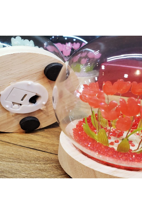 Led Işıklı Lale Cam Fanus