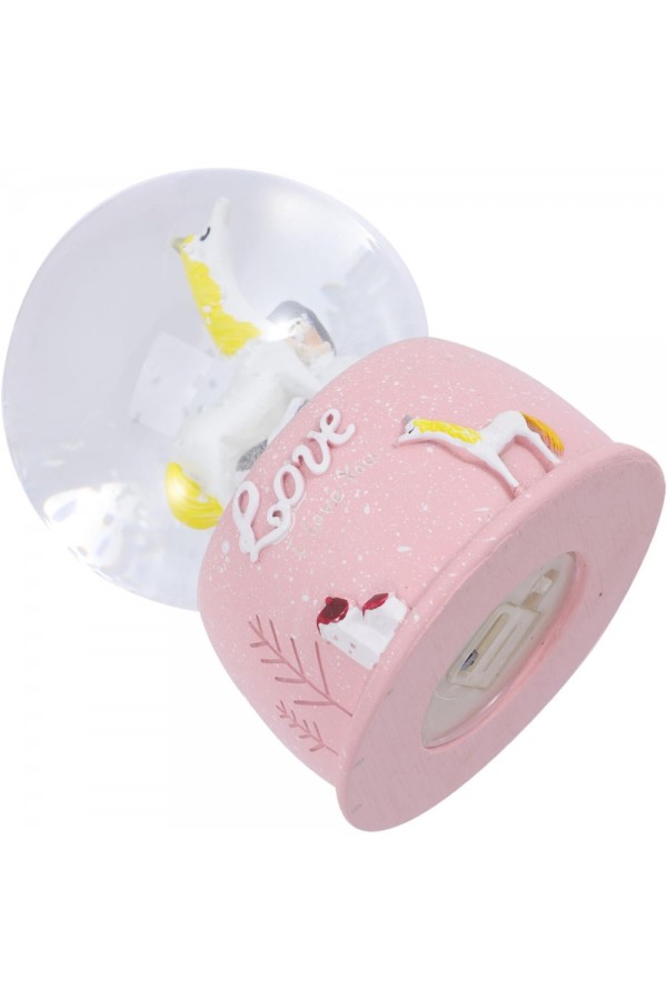 Mini Işıklı Sevimli Atlı Kız Kar Küresi