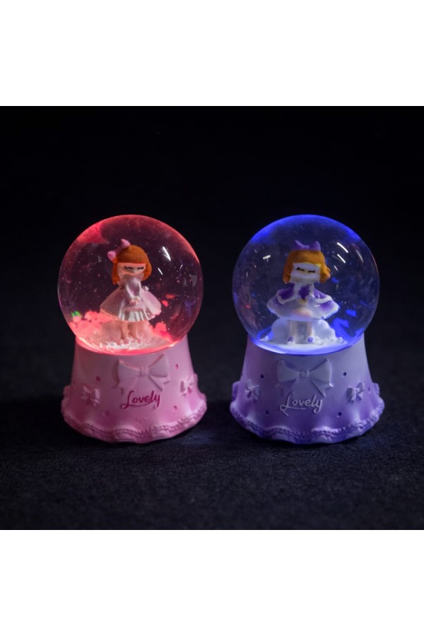 Mini Işıklı Sevimli Kız Kar Küresi