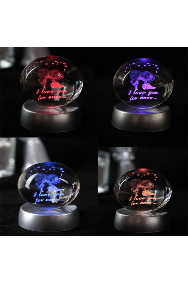 Mutlu Çiftler Tasarımlı Renk Değiştiren Cam Küre