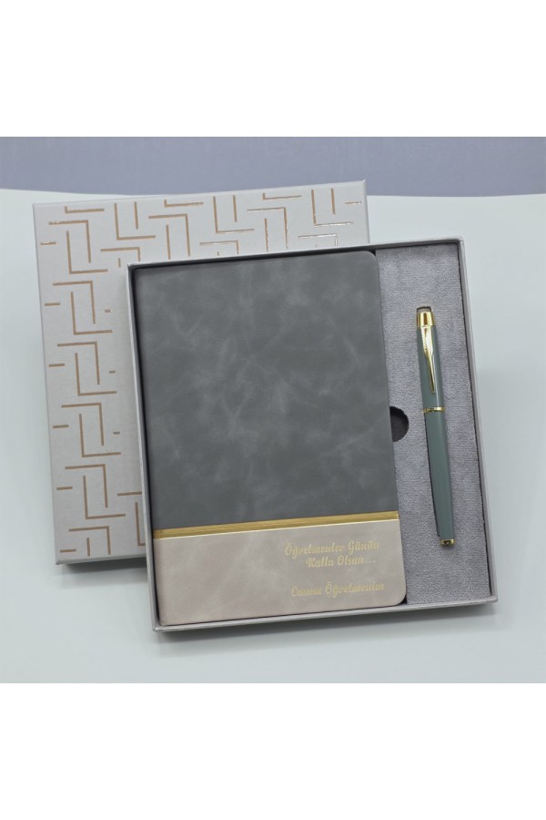 Öğretmenler Gününe Özel Deri Defter Ve Kalem Set
